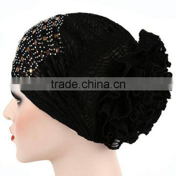 Hot Drill Head Hat With a Large Flower Plate Flower Cap India Arabian Head Scarf Spot photo-2
