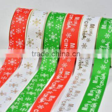 Hi-ana Ribbon 163 Wholesale Eight Points and Bleaching Rib Belt Printing Snow Flake Christmas Gift Ribbon photo-2