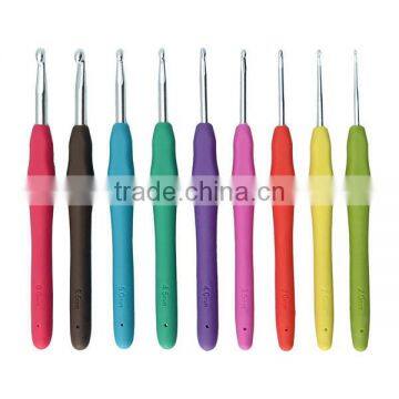 9 Pcs Aluminum Crochet Hook Set , Aluminum hooks,High-grade aluminum crochet hook TPR soft handle