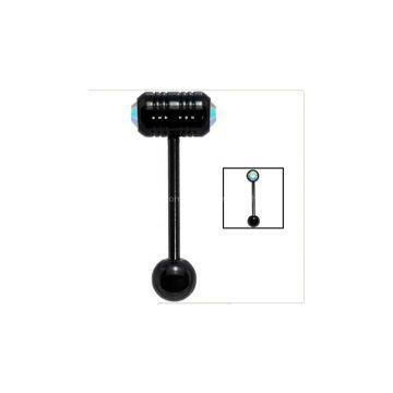 Black Anodized Titanium Aurora Gem Hammer Barbell Tongue Ring