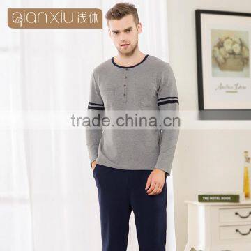 Best Price Qianxiu Long Sleeved Stylish Knit Cotton Couple Men Comfort Pajama