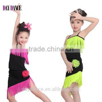 Girls Child Samba Tango Performance Skirt Suit Kids Sexy Camisole Tassel Latin Dance Dress