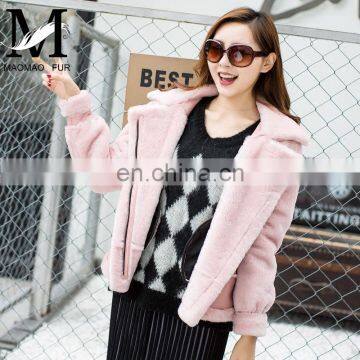 2016 Fashionable Women Genuine Sheep Fleece Jacket photo-2