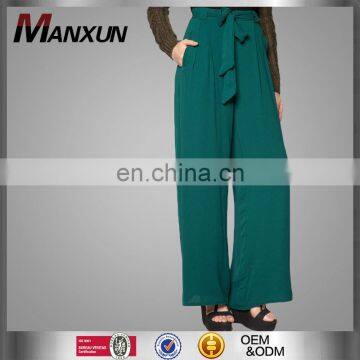 High waist casual chiffon palazzo pants trousers with pocket