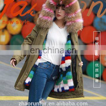 2017 popular fashion women mink fur lined parka coat jacket