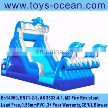 2016 cheap mini inflatable dolphin water slides for backyard