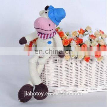 Hand Knitted cow soft toy 100% pure Crochet knit Toys baby Dolls 30cm promotional factory new design