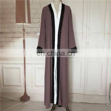 Guangzhou factory custom arabic women new model abaya in dubai cheap abaya kimono front open islamic clothing