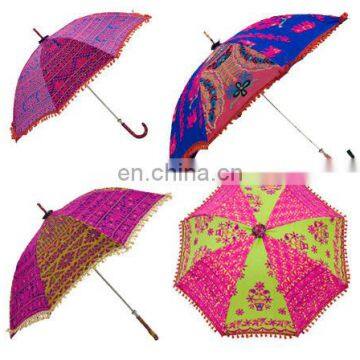 Handmade unique inidan Umbrella with embroidery work ,decorative cotton parasol ,hand stitcher work parasol ethnic wholesale