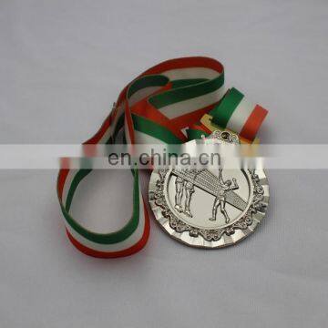 custom gold plated metal sport running medal with ribbon