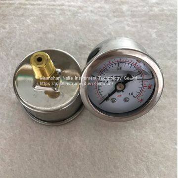 304 High Quality Glycerin Bottom Connector Pressure Gauge