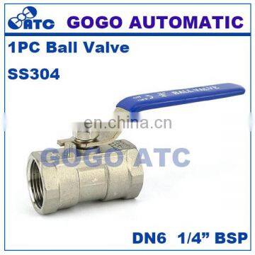 GOGO High Quality 1PC Ball Valve Stainless Steel SS304 201 316 Small Ball Valve DN6 Female Thread 1/4" BSP 2 Way Valve