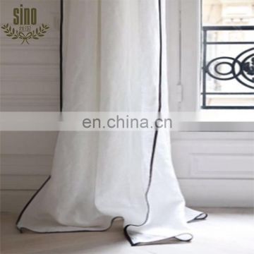 New Design Modern Cheap Sheer Voile With Ribbon Window Curtain