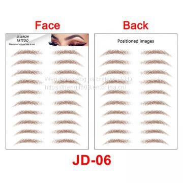Women Popular New Designs Waterproof Cosmetic Face Makeup Temporary Fake 6D/ 4D/ 3D Eyebrow Tattoo Stickers photo-2