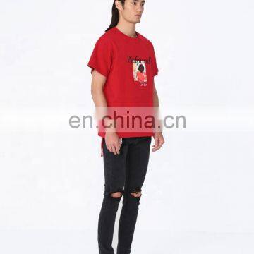 DiZNEW 2020 European and American Mens Vintage Pullover Organic Cotton t Shirt Red photo-4