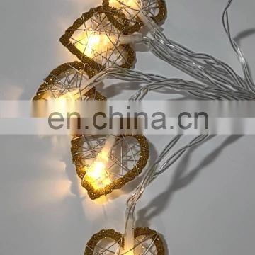 10L led gold glitter heart night strip light with bead home decor ceiling lights indoor Valentine's Day decoration lighting