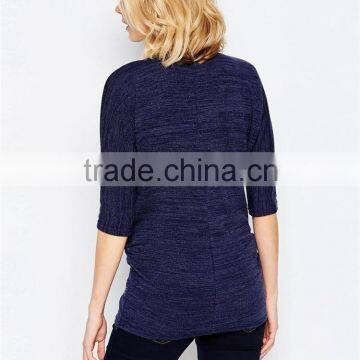 New Unique Style Purple Half Sleeve Zipper Front Breastfeeding Nursing Stretch Jersey Maternity Tops photo-2
