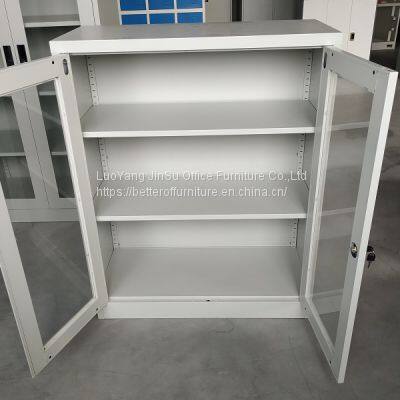 Half Height Swing Open Glass Door Storage File Cabinet Powder Coating Surface photo-4