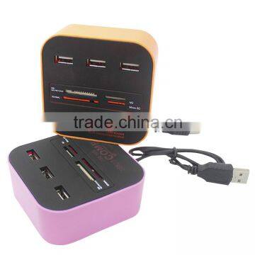 3 port usb hub and card reader combo for computer promotion gift