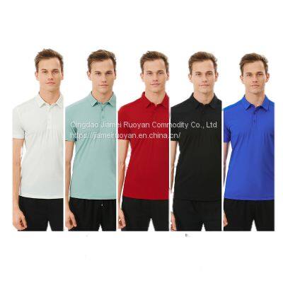 Custom T-Shirt With Front and Back Print Cotton Quick Drying Polo Neck T-shirt photo-4