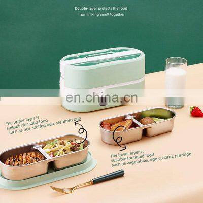 High Quality Stainless Steel 2 Layer Electric Mini Heating Cooker Lunch Box photo-5
