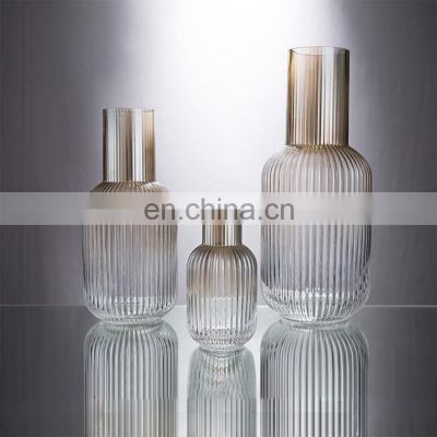 Manufacturer Home Accessories Dining Decoration Table Sublimation Round Vases Glass Vase Tabletop Vase Transparent Clear Support