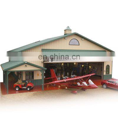 Large Span Quick Build Sandwich Panel Prefabricated Light Weight Steel Gabled Frame Garage Hangar