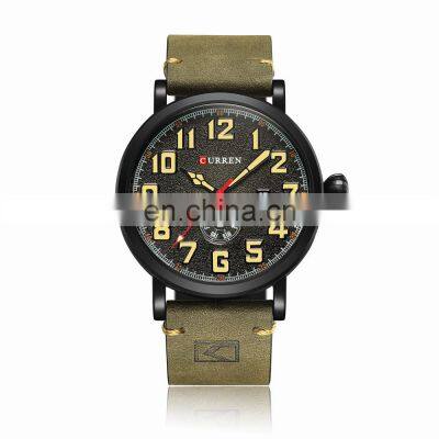 CURREN 8283 Men's Leather Watches Quartz Movement Cheap Fashion&Casual Auto Date Leather Band Watches