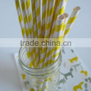 stripe bright yellow party paper straws for 25pack