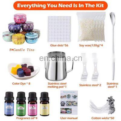 Hot Sale Starter Professional DIY Candle Making Kit DIY Scented Soy Wax Candles Making Kit Supplies in Tins