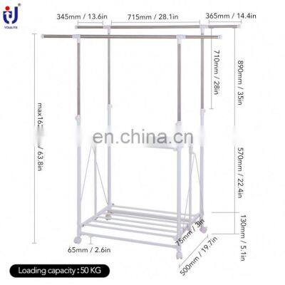 Manufacturer Short Rail Portable Coat Clothes Dryer Rack on Wheels photo-2