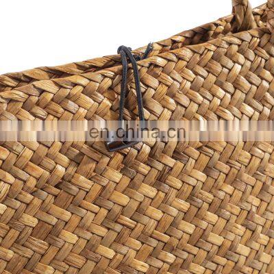 HBK Wholesale Handmade Natural Weaving Beach Tote Stylish Palm Leaf Hand Strew Clutch Seagrass Handle Bag French photo-5