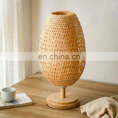 Trendy Creative Bamboo Lamp Set Of 2| Wicker Rustic Table Lamp Decor | Bedroom Bedside Lamp Vietnam Manufacturer photo-2