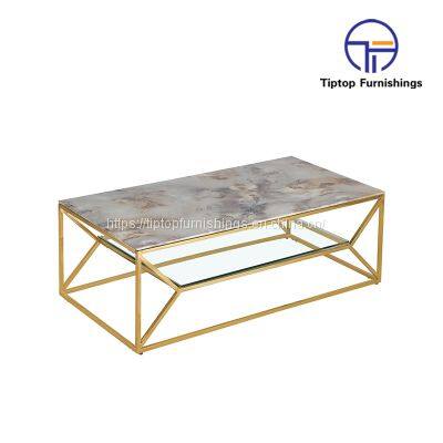 Tiptop Modern Gold Stainless Steel Leg Marble Top Round Living Room Home Furniture Luxury Side Center Coffee Tea Table photo-5