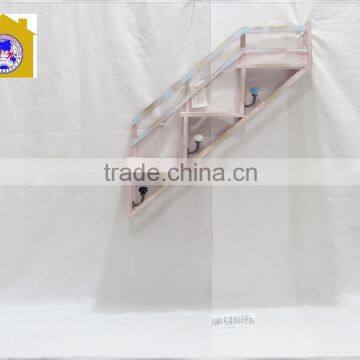 2015 new design ladder shape antique wooden wall shelf for home decor.HW15A0044&HW15A0045