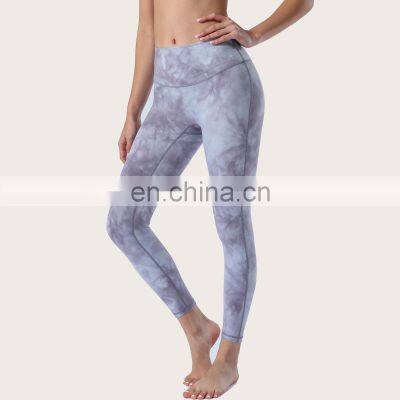 Hot Selling High Waist Tummy Control crothless Yoga Leggings Tie Dye Women's Sports Pants Workout Running Gym Wear Clothing