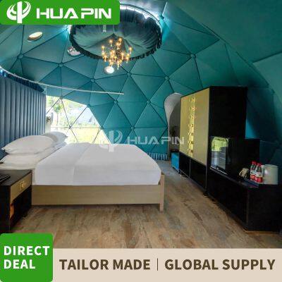 Scenic Area Homestay Hotel Tent 6m+6m+3m Starry Sky Room Camping Dome Starry Sky Tent Bubble House Spherical Tent Leather Lining With Bathroom photo-5