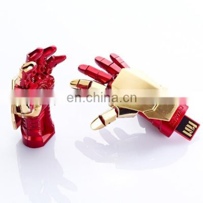 Unique Gift Metal Iron Man Helmet USB Pen Drives 128GB 32GB 16GB 8GB Hand Shape Usb Flash Drive