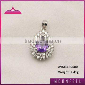 925 amethyst c.z. paer shaped pendant