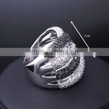 Wholesale Jewelry Smart Chunky Style Look Cubic Zirconia Black White CZ Party Ring photo-6