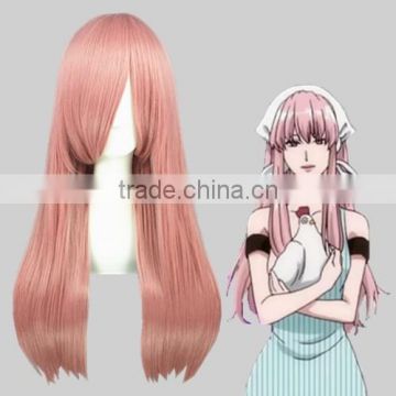 High Quality 60cm Medium Long Straight Pink Synthetic Anime Wig Cosplay Hair Wig