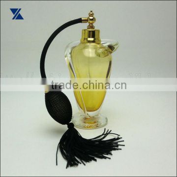 atomizer sprayer black bulb and tassel yellow with clear swirl perfume bottle