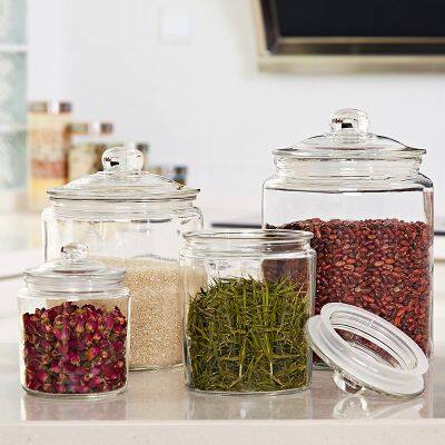 Premium Glass Jar - Airtight Lid Keeps Fresh, Clear for Easy Viewing. Ideal for Pantry: Grains, Teas & Spices. Stylish Home Use.