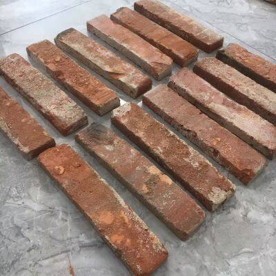 Reclaimed Old Red Brick Tile for Industrial Wall Cladding, 22mm Thickness, Vintage Wall Material