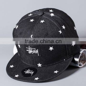 Hot Popular Star Printed Applique Sewed Man Women Flat Snapback Custom