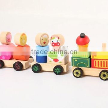 Wooden animal cars toy with blocks