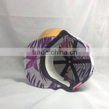 Custom Flower Disty Floral Printing 5 Panel Hat Snapback Caps and Hats photo-4