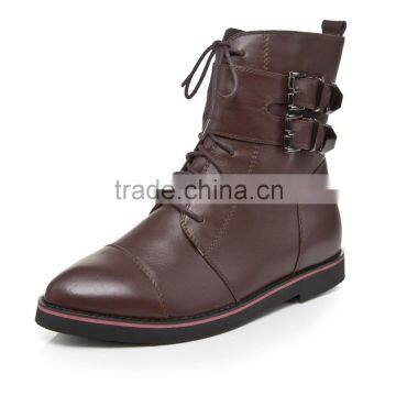 High Quality Fashion Casual Beautiful Ladies Flat Boots Lace up Riding Boots Ladies Ankle Boots photo-2