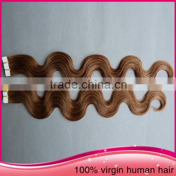 Wavy Hair Tape Hair Extension Weft PU Glue Virgin Tape Hair Extension