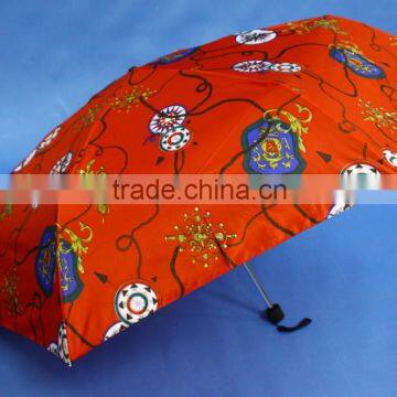 Hot Sale19" X 6ribs Red Color 3-section Mini Umbrella